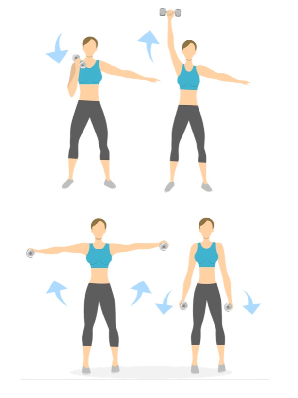 Beispielübungen Prinzessin: Seitheben und Push Press