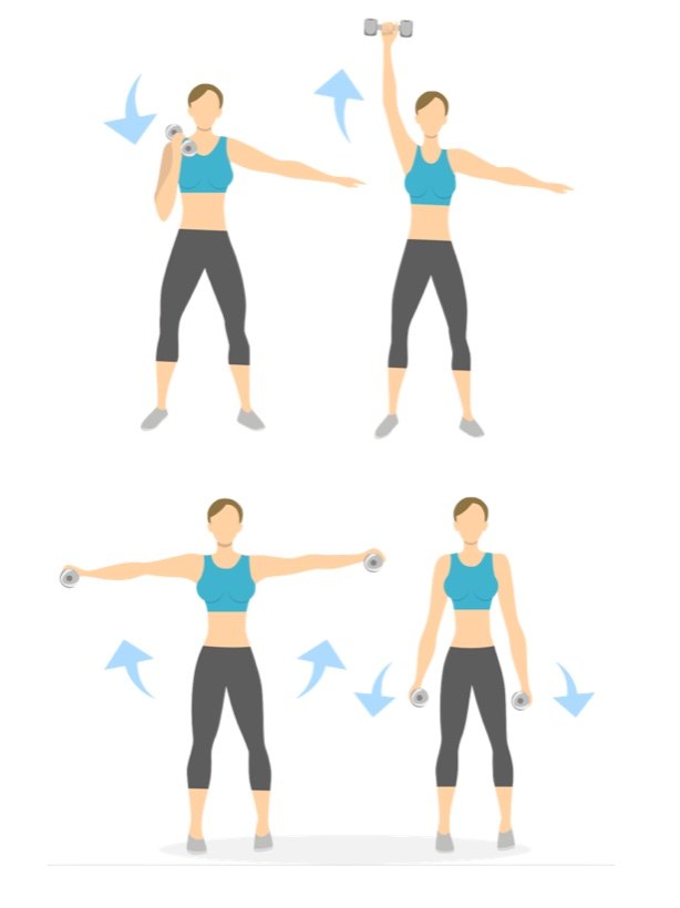 Beispielübungen Prinzessin: Seitheben und Push Press